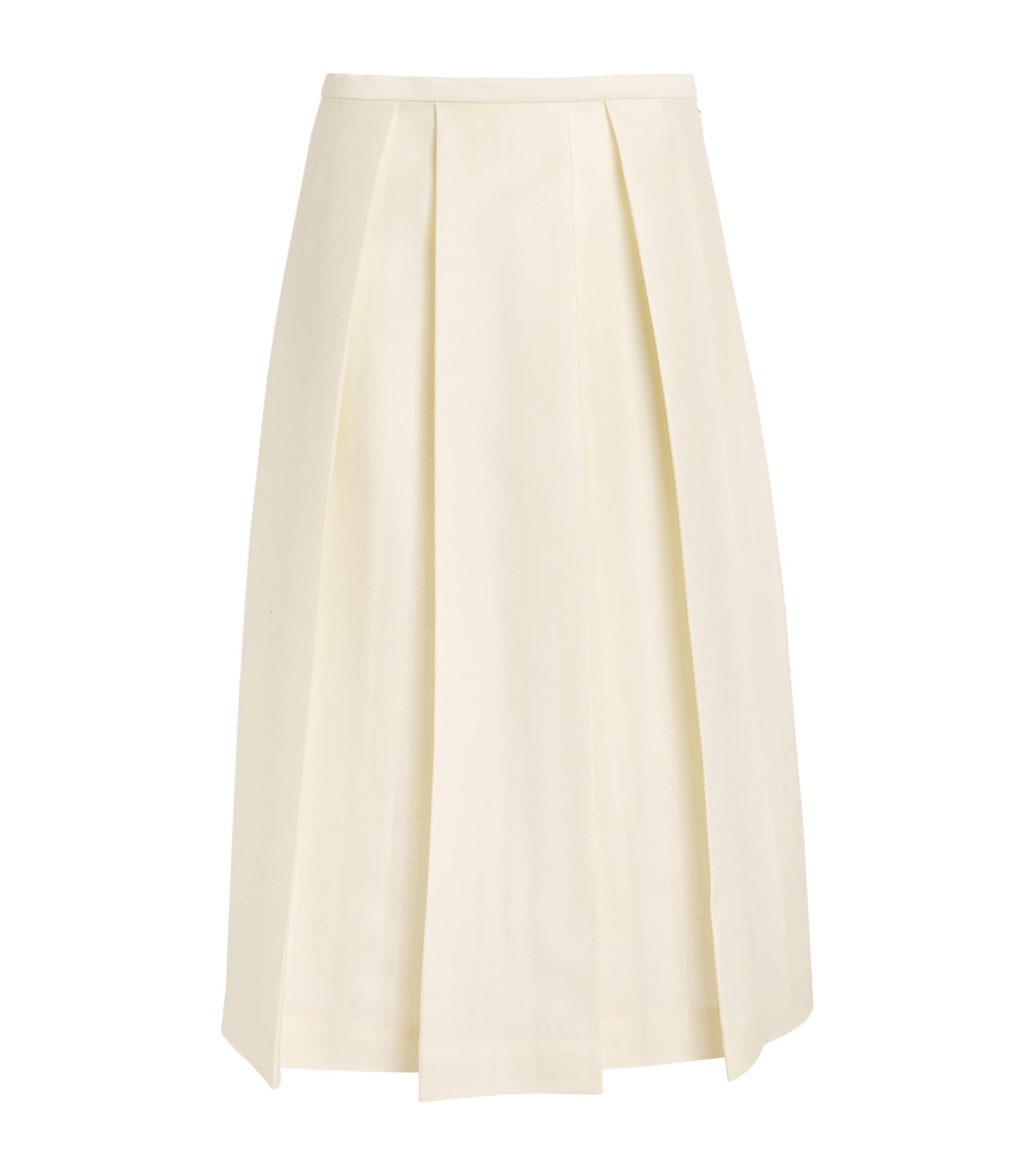 Shop Totême Wool-silk Twinflower Midi Skirt In Beige