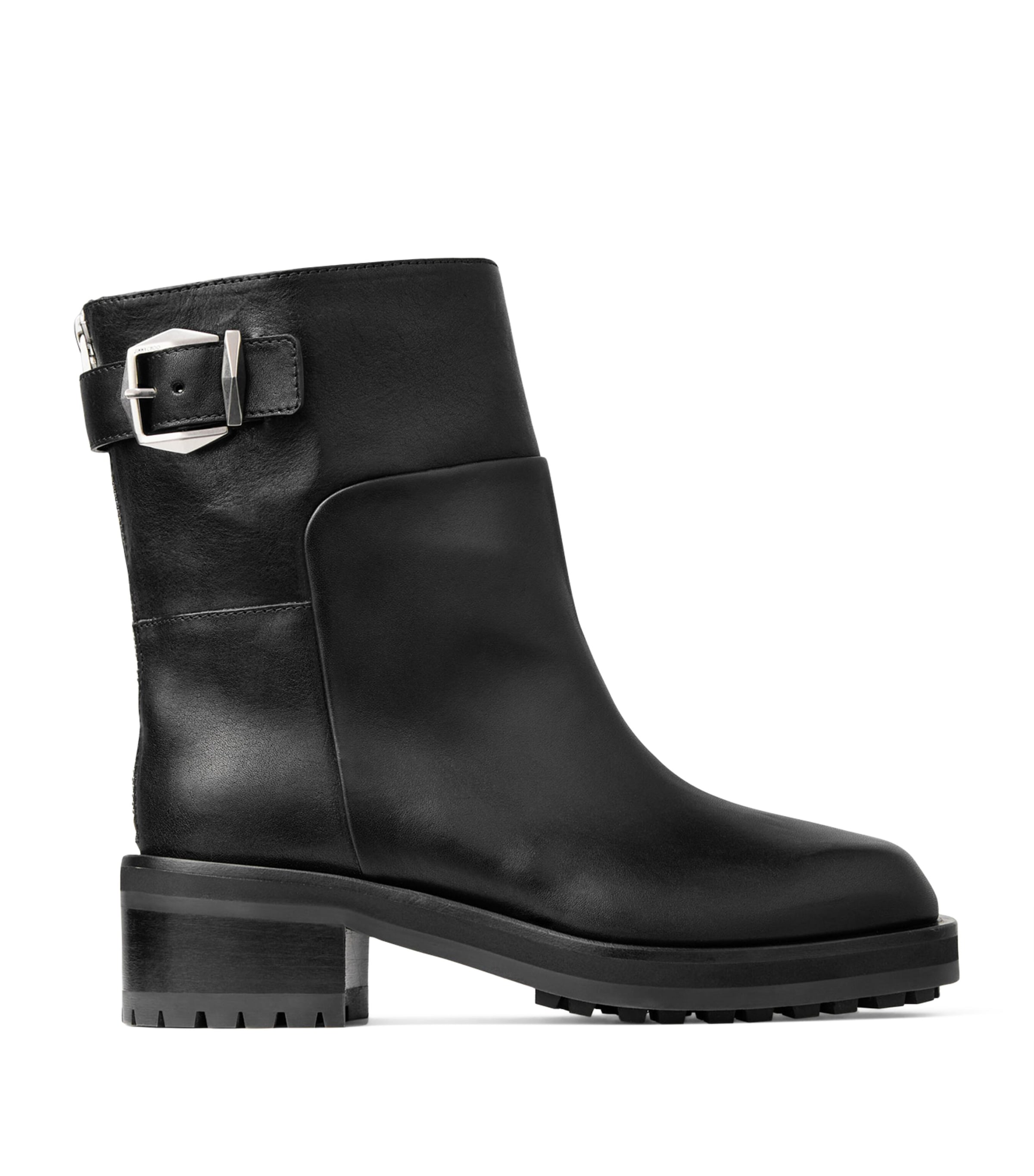 Jimmy Choo Women Brooklyn Ab 50 Leather Boots With Adjustable Strap In Black