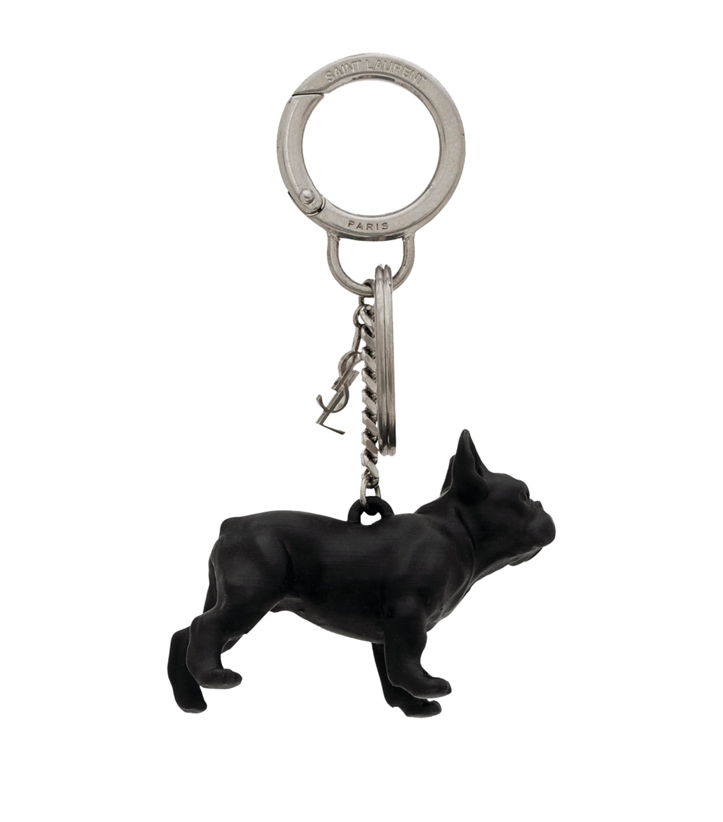 Saint Laurent Bulldog Keychain In Black