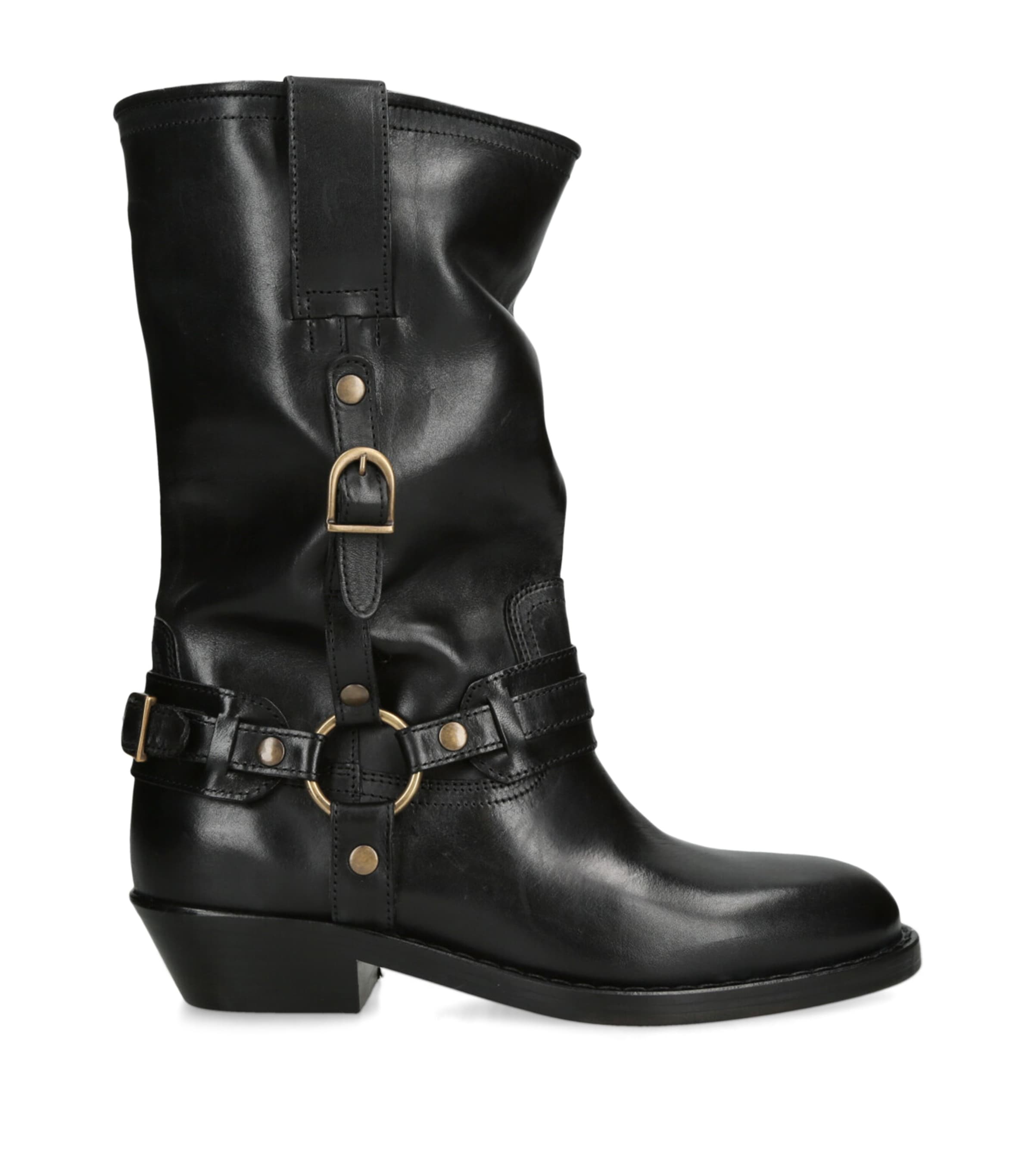 Shop Isabel Marant Leather Buckled Heiko Boots In Black